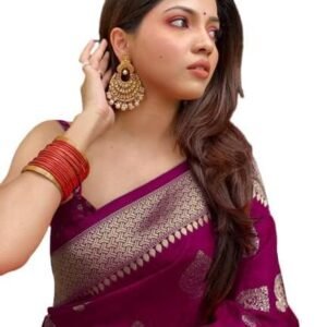 C J Enterprise Women’s Kanjivaram Art Silk Saree | Soft Banarasi Style Saree with Blouse Piece for Wedding & Festive Wear | SV25090147