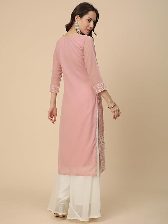 RATAN Women’s Georgette Anarkali Lucknowi Chikankari Ethnic Wear Kurta | SV25090168 - Image 6