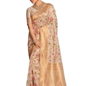 Astita Banarasi Silk Saree with Golden Zari Floral Weaving | Soft Lightweight Traditional Saree for Women | SV25090141