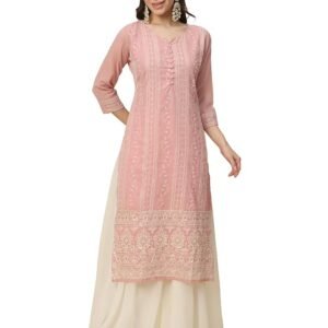 RATAN Women’s Georgette Anarkali Lucknowi Chikankari Ethnic Wear Kurta | SV25090168