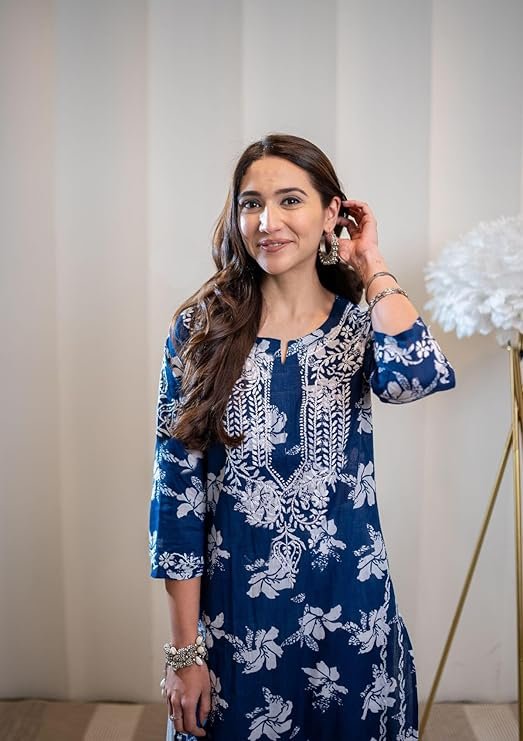 GoSriKi Women’s Rayon Blend Chikankari Embroidered Straight Kurta | SV25090161 - Image 6