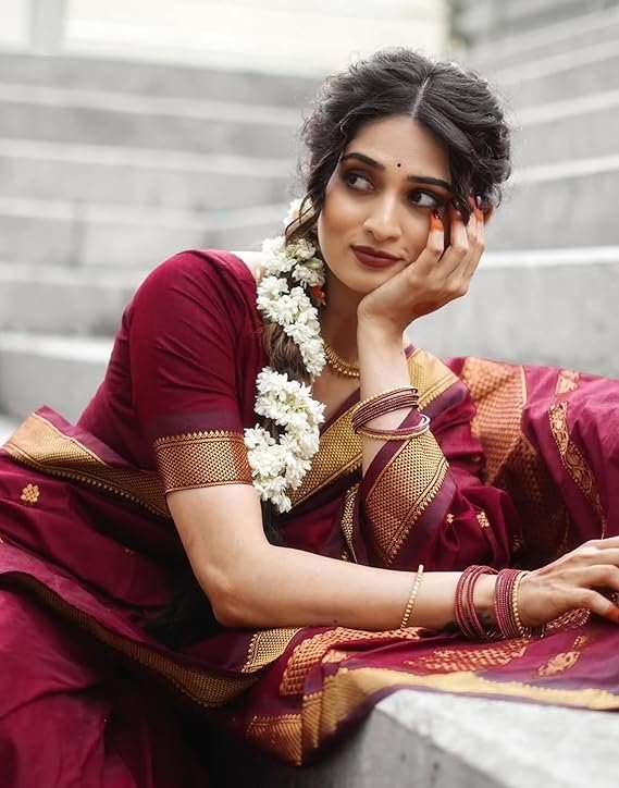 SIRIL Women’s Soft Banarasi Silk Jacquard Saree with Unstitched Blouse Piece | SV25090139 - Image 6