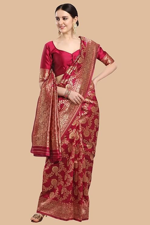 Ethnic Junction Women’s Kanchipuram Silk Half and Half Woven Saree with Blouse Piece | SV25090143 - Image 2