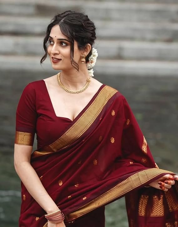 SIRIL Women’s Soft Banarasi Silk Jacquard Saree with Unstitched Blouse Piece | SV25090139 - Image 4