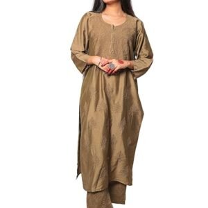 INDIAN HANDICRAFT STANDARDS Women’s Lucknowi Indiancraft Chikankari Chanderi Palazzo Set | SV25090160