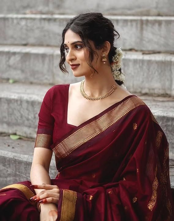 SIRIL Women’s Soft Banarasi Silk Jacquard Saree with Unstitched Blouse Piece | SV25090139 - Image 2