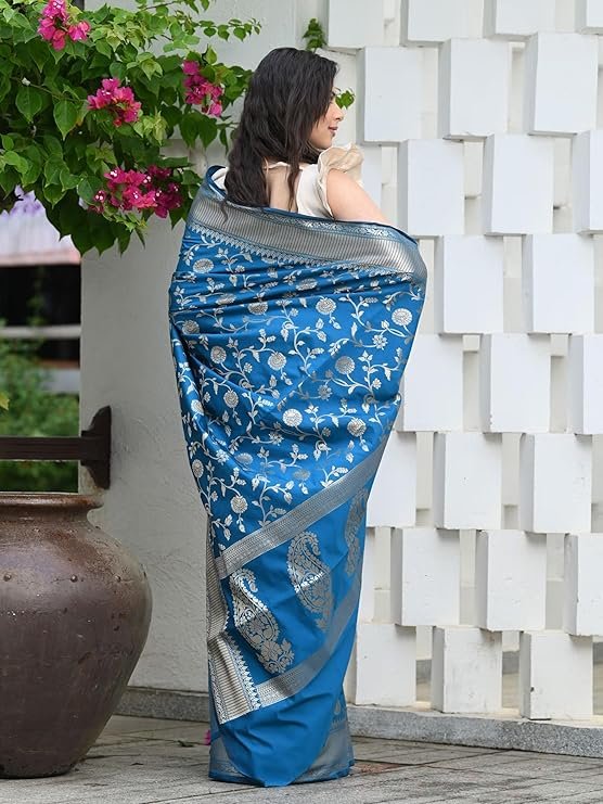 Sugathari Women’s Banarasi Saree | Pure Kanjivaram Silk Soft Pattu Saree | SV25090145 - Image 5