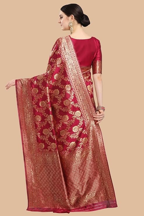Ethnic Junction Women’s Kanchipuram Silk Half and Half Woven Saree with Blouse Piece | SV25090143 - Image 5