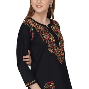 Vahson Designer Lucknowi Chikankari Embroidery Cotton Short Kurti for Women/Girls | SV25090170