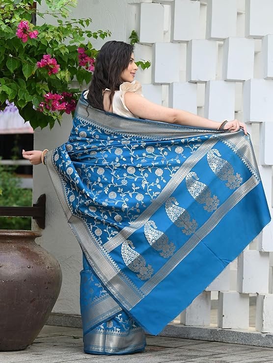 Sugathari Women’s Banarasi Saree | Pure Kanjivaram Silk Soft Pattu Saree | SV25090145 - Image 4