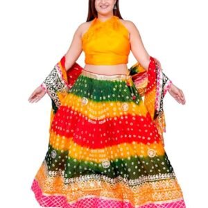 Ethnic Traditional Trending Heavy Gota Patti Border Work Bandhani Lehenga Choli with Designer Silk Work Dupatta | SV25090127