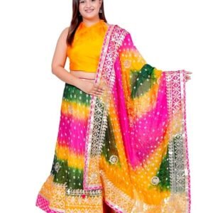 Ethnic Traditional Trending Heavy Gota Patti Border Work Bandhani Lehenga Choli with Designer Silk Work Dupatta | SV25090129