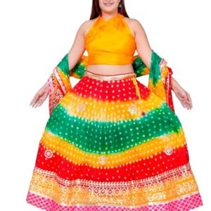 Ethnic Traditional Trending Heavy Gota Patti Border | Work Bandhani Lehenga Choli with Designer Silk Work Dupatta | SV25090121