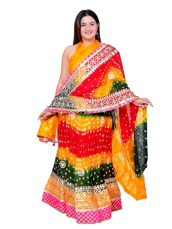 Ethnic Traditional Trending Heavy Gota Patti Border Work Bandhani Lehenga Choli with Designer Silk Work Dupatta | SV25090127 - Image 4