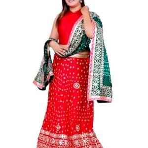 Ethnic Traditional Trending Heavy Gota Patti Border Work Bandhani Lehenga Choli with Designer Silk Work Dupatta | SV25090125