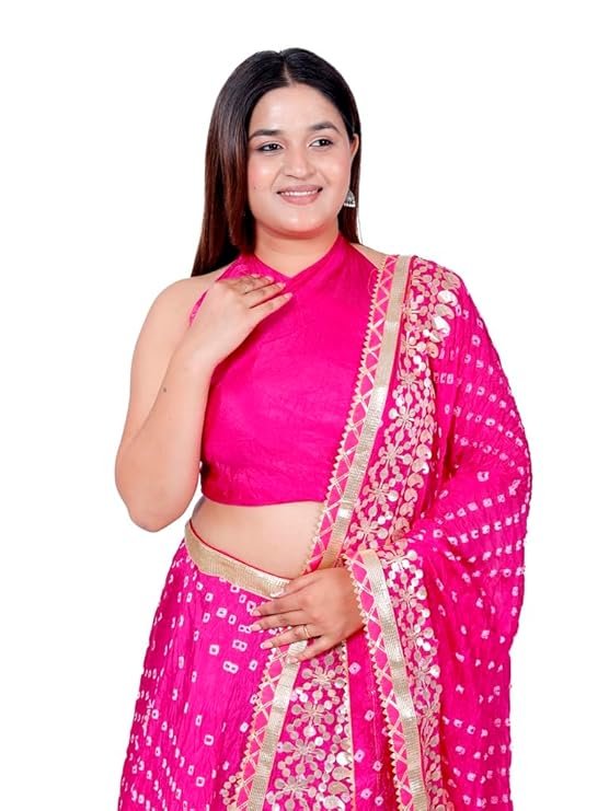 Ethnic Traditional Trending Heavy Gota Patti Border Work Bandhani Lehenga Choli with Designer Silk Work Dupatta | SV25090126 - Image 4