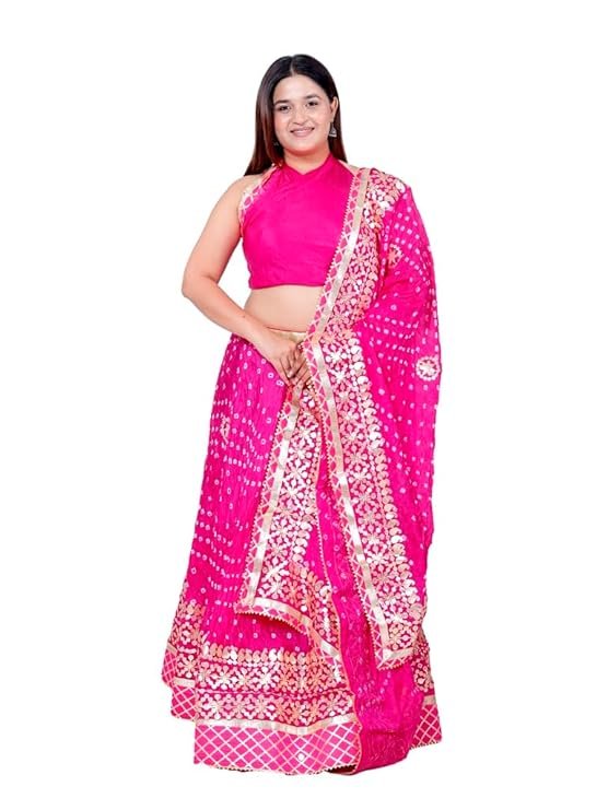 Ethnic Traditional Trending Heavy Gota Patti Border Work Bandhani Lehenga Choli with Designer Silk Work Dupatta | SV25090126 - Image 5