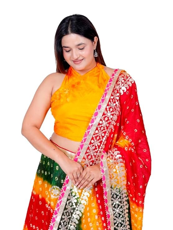 Ethnic Traditional Trending Heavy Gota Patti Border Work Bandhani Lehenga Choli with Designer Silk Work Dupatta | SV25090127 - Image 5