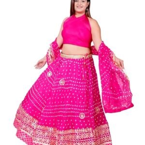Ethnic Traditional Trending Heavy Gota Patti Border Work Bandhani Lehenga Choli with Designer Silk Work Dupatta | SV25090126
