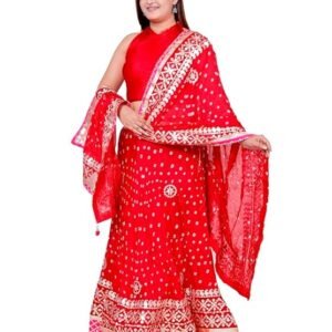 Ethnic Traditional Trending Heavy Gota Patti Border Work Bandhani Lehenga Choli with Designer Silk Work Dupatta | SV25090123