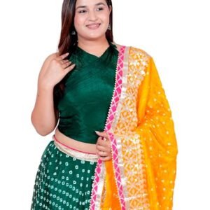 Ethnic Traditional Trending Heavy Gota Patti Border Work Bandhani Lehenga Choli with Designer Silk Work Dupatta | SV25090130