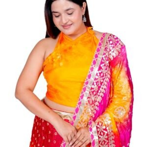 Ethnic Traditional Trending Heavy Gota Patti Border Work Bandhani Lehenga Choli with Designer Silk Work Dupatta | SV25090128