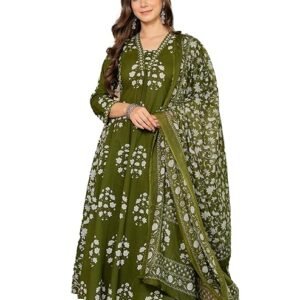Women’s Pure Cotton Block Printed Ethnic Wear Kurta with Palazzo Pants & Dupatta Set | SV25083107
