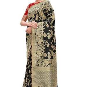 Monjolika Fashion | Women’s Banarasi Silk Blend Woven Zari Saree with Tassels & Jacquard Woven Blouse Piece | Festive & Wedding Wear | SV25090120