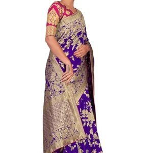 Monjolika Fashion | Women’s Banarasi Silk Blend Woven Zari Saree with Tassels & Jacquard Woven Blouse Piece | SV25090115