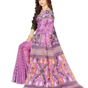 Mayabi Women's Dhakai Jamdani Cotton Silk Saree | Traditional Bengali Tant Korat Work | Without Blouse Piece | SV25090106