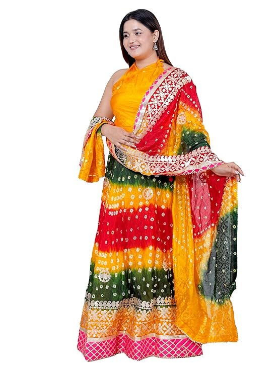 Ethnic Traditional Trending Heavy Gota Patti Border Work Bandhani Lehenga Choli with Designer Silk Work Dupatta | SV25090127 - Image 7