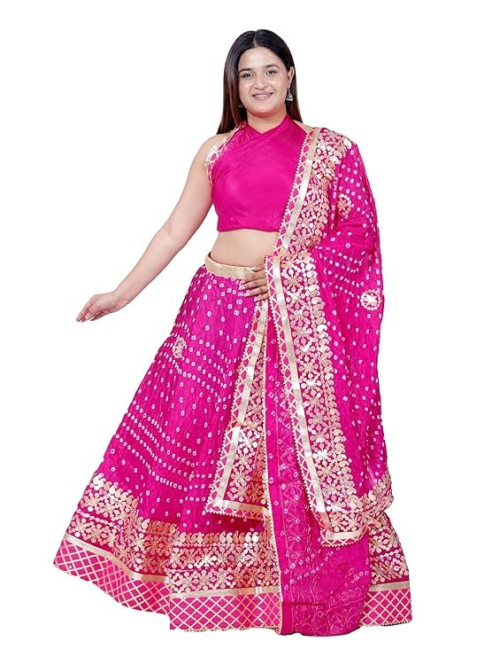 Ethnic Traditional Trending Heavy Gota Patti Border Work Bandhani Lehenga Choli with Designer Silk Work Dupatta | SV25090126 - Image 6