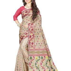 Mayabi Women's Dhakai Jamdani Cotton Silk Saree | Traditional Bengali Tant Korat Work | Without Blouse Piece | SV25090105