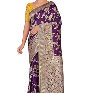Monjolika Fashion | Women’s Banarasi Silk Blend Woven Zari Saree with Tassels & Jacquard Woven Blouse Piece | SV25090111